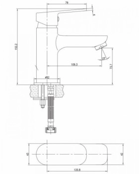 Размеры Смеситель для умывальника IMPRESE LASKA хром 05040 (25) фото № 1