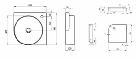 Размеры Умывальник керамический Ravak Yard 450 C XJX01245000 фото № 1