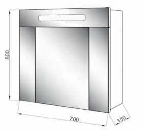 Размеры зеркало-шкаф в ванную 70 см юввис марко z-70 №1 фото № 1