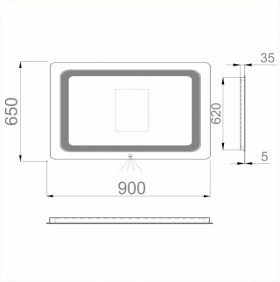 Размеры Зеркало в ванную 90 см в стиле минимализм САНВЕРК LAVA Vega ZL0000185 фото № 1