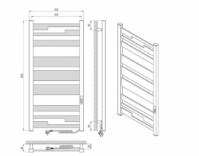 Розміри Матова електрична сушка для рушників 540 х 1100 мм Laris Зебра Афіна чорна права 73207853 фото № 1