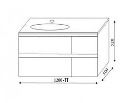 Размеры Глянцевый умывальник с тумбой 120 см Marsan NIKOLET с умывальником Nikolet nikolet 120С левый фото № 1