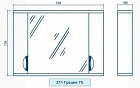 Размеры Зеркало в ванную 75 см с накладными ручками КВЕЛ ГРАЦИЯ Z11 Грация 75 Черный фото № 1