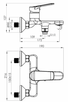 Розміри Латунний змішувач для ванни Rozzy Jenori VILA хром RJFA087-03CH фото № 1