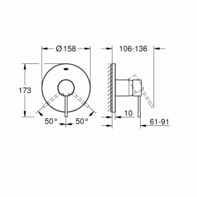 Размеры Немецкий смеситель для душа Grohe ESSENCE 24057001 фото № 1