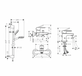 Розміри Сучасний комплект змішувачів HANSGROHE VERNIS BLEND хром 71550111 фото № 1