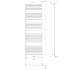 Размеры Полотенцесушитель водяной в стиле минимализм 600х1750 Mario Гера Хром 30x20 ВР 1/2 д 4820111352203 фото № 1