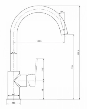 Размеры Рычажный смеситель для мойки IMPRESE LESNA хром 55070 фото № 1