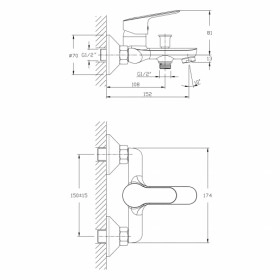 Размеры Китайский смеситель для ванной Rozzy Jenori FIRST RBZ020-3 фото № 1