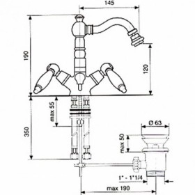 Размеры Смеситель в классическом стиле для биде Emmevi DECO ceramica СR121614 хром фото № 1