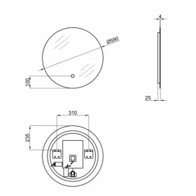 Размеры Зеркало для ванной из пластика 60 см шириной с подсветкой Qtap Scorpio SD00045734 фото № 1