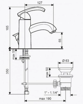 Размеры Маленький смеситель для раковины Emmevi DACOTA умыв CR73003 хром фото № 1