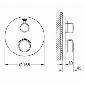 Размеры Термостатический душевой смеситель Grohe GROHTHERM 24075000 фото № 1