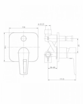 Размеры Смеситель в стиле хай-тек для ванны IMPRESE BRECLAV хром VR-10245WZ фото № 1