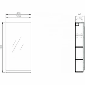 Размеры Шкаф с зеркалом в ванную 40 см шириной Cersanit Moduo S590-030 фото № 1