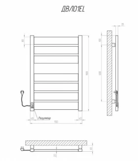 Размеры Полотенцесушитель электрический 550 х 800 мм Kosser Волз Д40х25 белый левый ДВЛ01ELW фото № 1