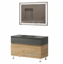 Комплект мебели в ванную коричнево-серый 100 см шириной Аквариус TORINO 42468-42492