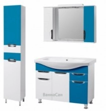 Бело-синий комплект мебели для ванной комнаты 85 см шириной Квелл Грация 35315-35386-35399