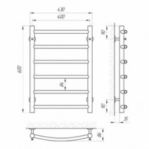 Размеры Полотенцесушитель водяной лесенка 400х600 LARIS П6 Классик Хром 30x20 ВР 1/2 д 71207516
