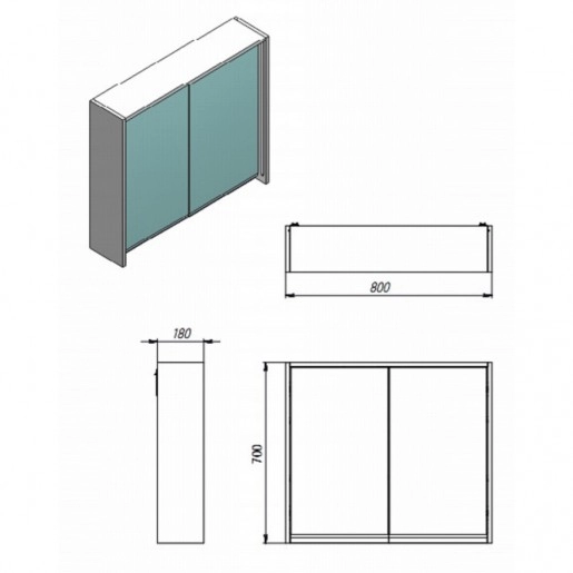 Размеры Зеркальный шкаф в ванную 80 см со стеклянными полками ЮВЕНТА САВОНА SvM-80