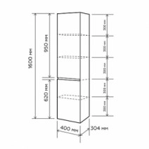 Размеры Прямой шкаф-пенал для ванной правый 40 см ЮВВИС ЭТНА ПП-40-ЭТН-Б