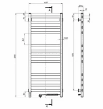 Розміри Сушка для рушників електрична 480 x 1200 мм Santan Авангард біла ліва 999-2209510263