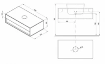 Размеры Тумба под умывальник на столешницу Ravak SD 1000 Step X000001429