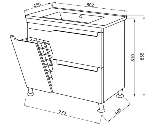 Размеры тумба умывальник с корзиной для белья 80 см шириной юввис эльба с умывальником комо ел1тн2кд80к №1