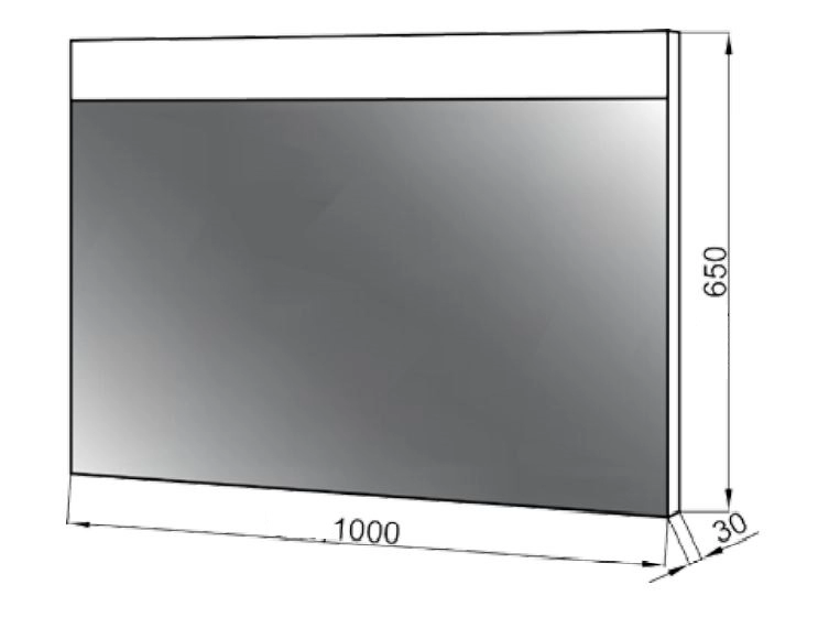 Размеры Зеркало для ванной 100 см ЮВВИС VALENCIA Z-100 LED З-ЛЕД-100-ВАЛ