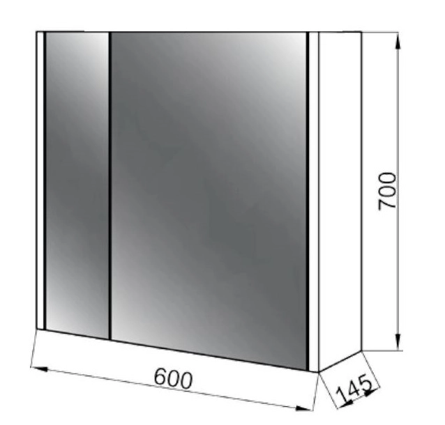 Размеры зеркальный шкаф в ванную для дачи без подсветки 60 см юввис эльба 63z60 №2