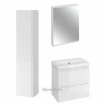 Мебель в ванную комнату с правым зеркальным шкафом 60 см шириной Cersanit Moduo Slim 38056-38091-38079