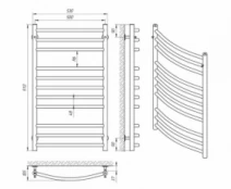 Розміри Сушка для рушників з нержавіючої сталі 530 х 900 мм Laris Класик хром 30х20 ВР1/2 71207032 СЗ2023