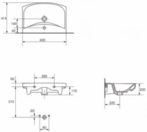 Размеры Раковина в ванную 60 см шириной Cersanit Carina K31-006