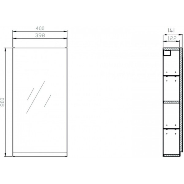 Размеры зеркальный шкаф в ванную 40 см шириной cersanit moduo s590-031 №2