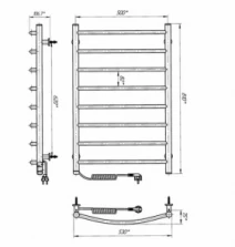 Розміри Електрична сушарка для рушників із поперечинами дуга 530 х 800 мм Laris Зебра Класик біла ліва 73207862