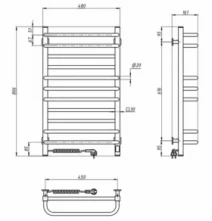 Розміри Сушка для рушників електрична для квартири 480 х 800 мм Navin Грандіс Д30 біла ліва 12-108153-4880