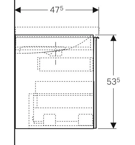Размеры Тумба в ванную без умывальника 90 см шириной Geberit Acanto под раковину Acanto 500.612.JL.2