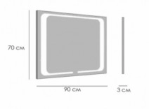 Размеры Зеркало для ванной 90 см StekloNova Мейв Meyv 90Q