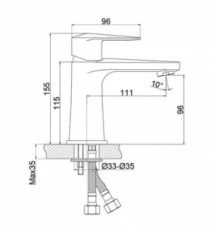 Размеры Смеситель для умывальника для ванной комнаты PERLA Archer хром PSH803