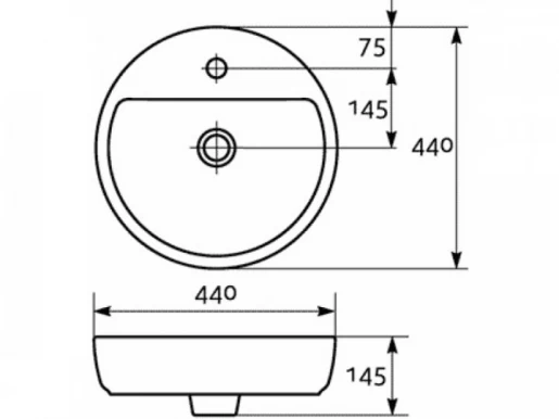 Размеры Глянцевая раковина в ванную 45 см шириной Cersanit CASPIA K11-0094