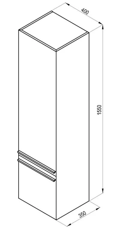 Розміри Пенал Ravak SB Clear 400 L білий/білий X000000761