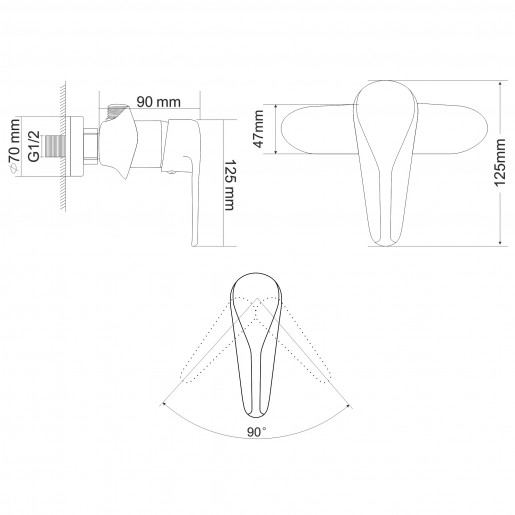 Размеры Смеситель для душа Rozzy Jenori TULIP RBZ081-5