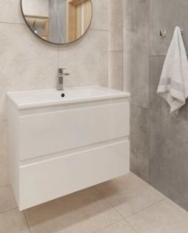 В інтер'єрі Гарнітур для ванної кімнати 80 см зі світлодіодною стрічкою VOLLE LEON 26013-26032-26020