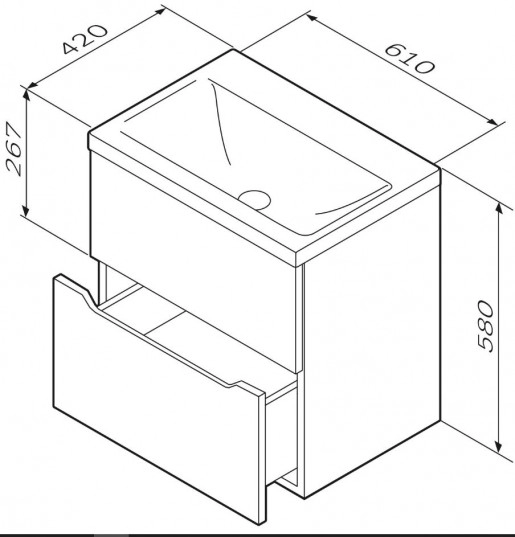 Розміри Тумбочка із дзеркалом у ванну 60 см AM.PM GEM S 33515-33539