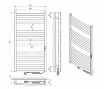 Размеры Полотенцесушитель электрический 500 х 1000 мм Laris Гранд хром Д35 левый 73207573 КВ2024