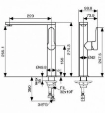 Розміри Змішувач для мийки Emmevi NEFER CR77007 хром