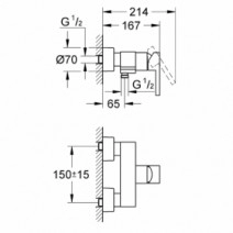 Размеры немецкий душевой смеситель grohe lineare 33865000 №1