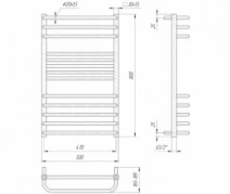 Розміри Сушка для рушників водяна хромована 500х800 Mario Гера Люкс Хром 30x20 ВР 1/2 д 4820111352210