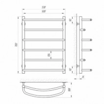 Розміри Сушка для рушників водяна з міжосьовою відстанню 50 см 500х700 LARIS П6 Еврофлеш Хром 30x20 ВР 1/2 д 74100015