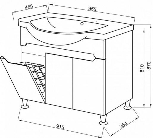 Размеры тумба в ванную с корзиной для белья юввис марко 95 т-11 к с умывальником vega №1